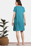 Zivame Zellij Dreams Woven Knee Length Nightdress - Lake Blue — thumbnail 4